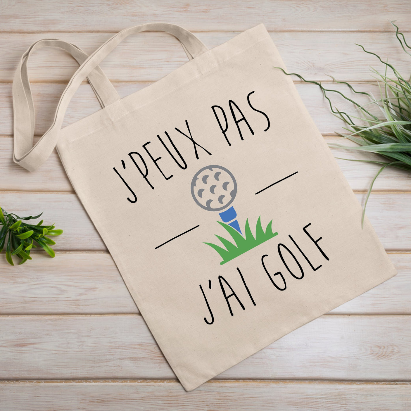 Tote bag J'peux pas j'ai golf Blanc