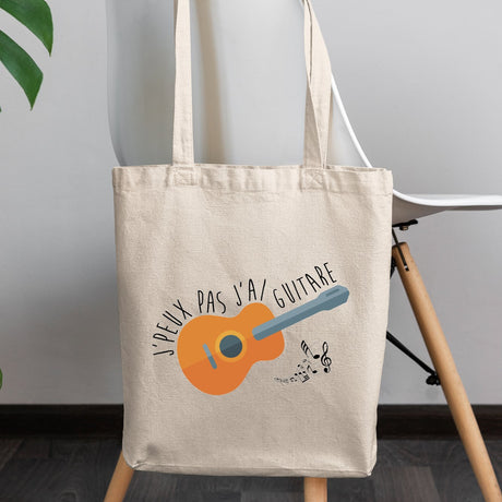 Tote bag J'peux pas j'ai guitare Beige