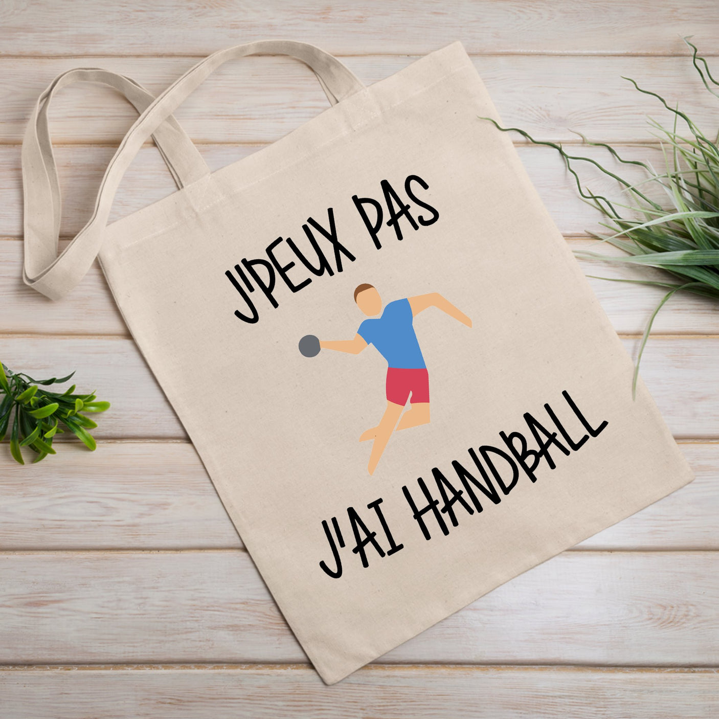 Tote bag J'peux pas j'ai handball Blanc