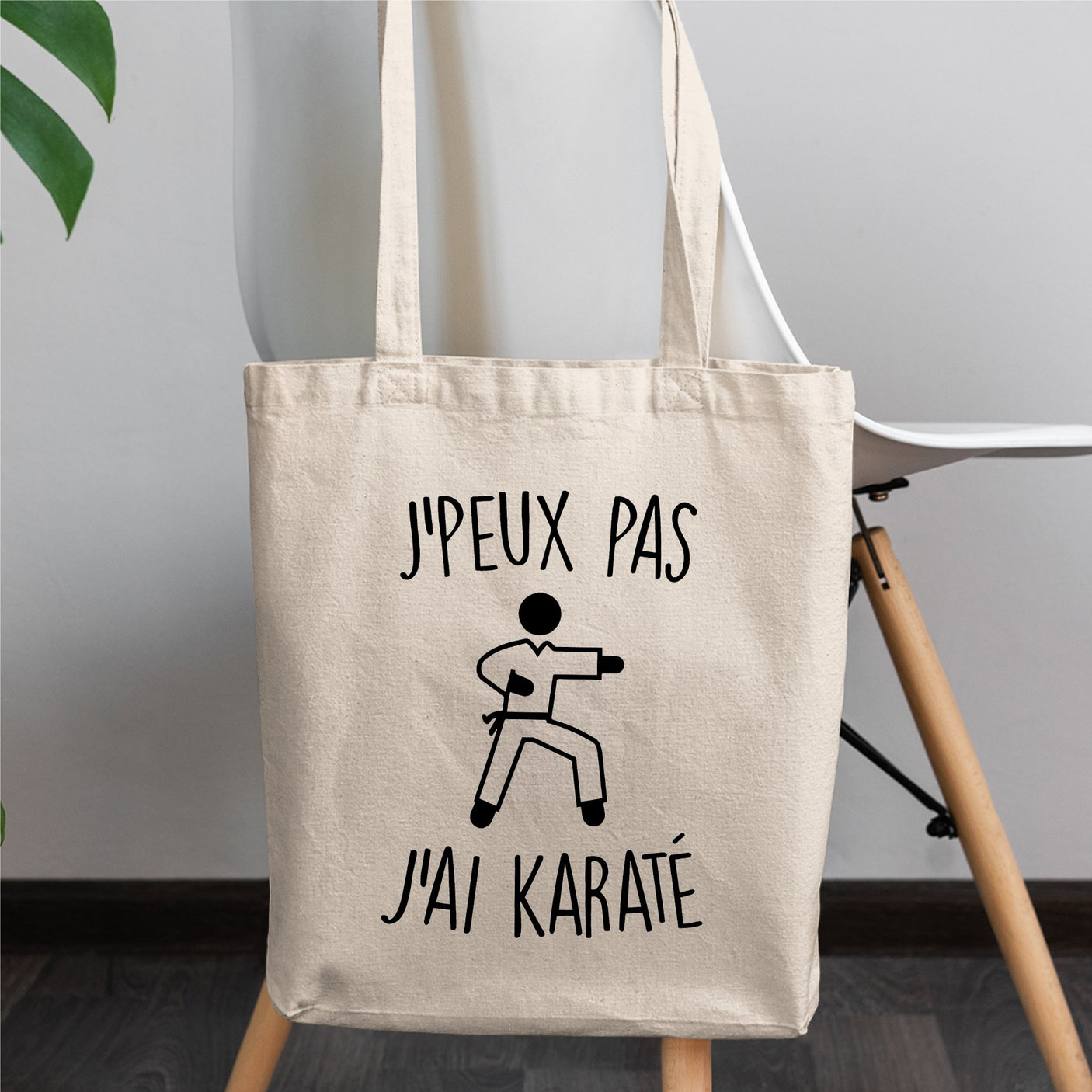 Tote bag J'peux pas j'ai karaté Blanc