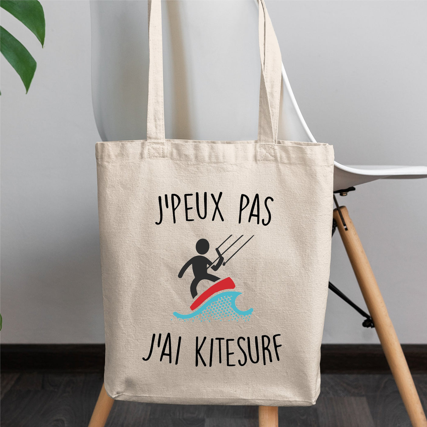 Tote bag J'peux pas j'ai kitesurf Blanc