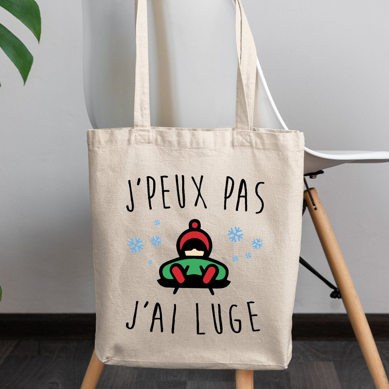 Tote bag J'peux pas j'ai luge Beige