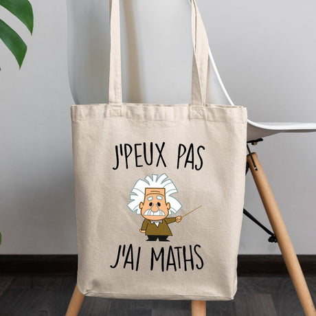 Tote bag J'peux pas j'ai maths Blanc