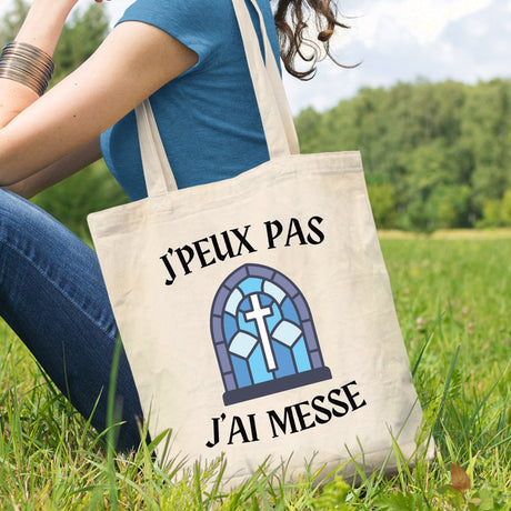 Tote bag J'peux pas j'ai messe Beige