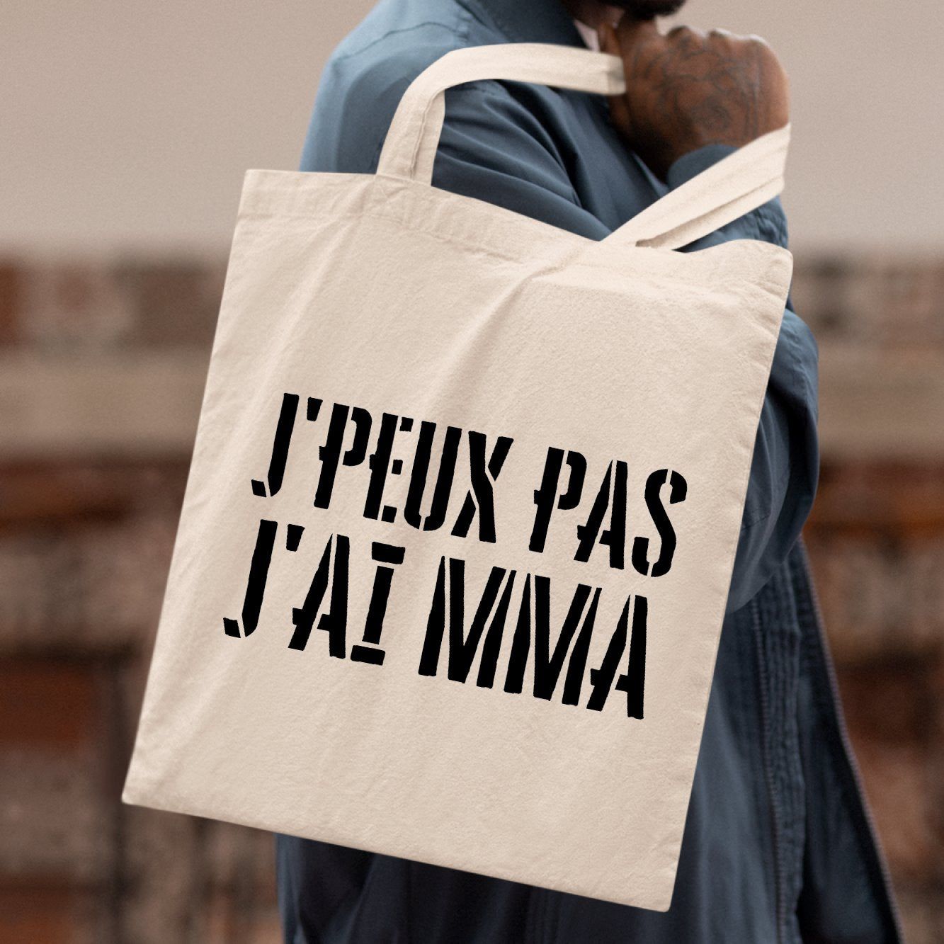 Tote bag J'peux pas j'ai MMA Beige