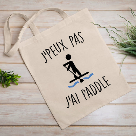 Tote bag J'peux pas j'ai paddle Blanc