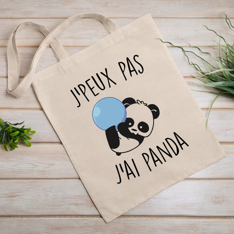 Tote bag J'peux pas j'ai panda Beige