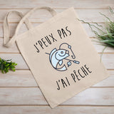 Tote bag J'peux pas j'ai pêche Blanc