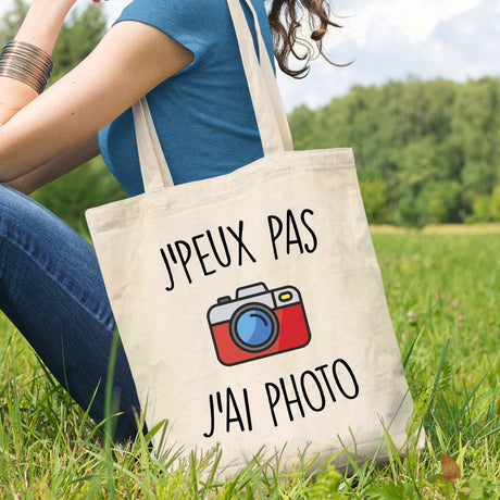 Tote bag J'peux pas j'ai photo Blanc