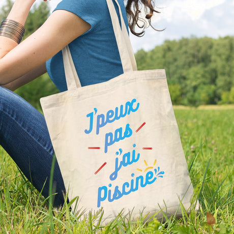 Tote bag J'peux pas j'ai piscine Beige