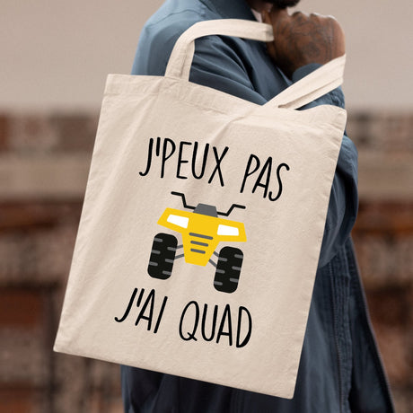 Tote bag J'peux pas j'ai quad Blanc