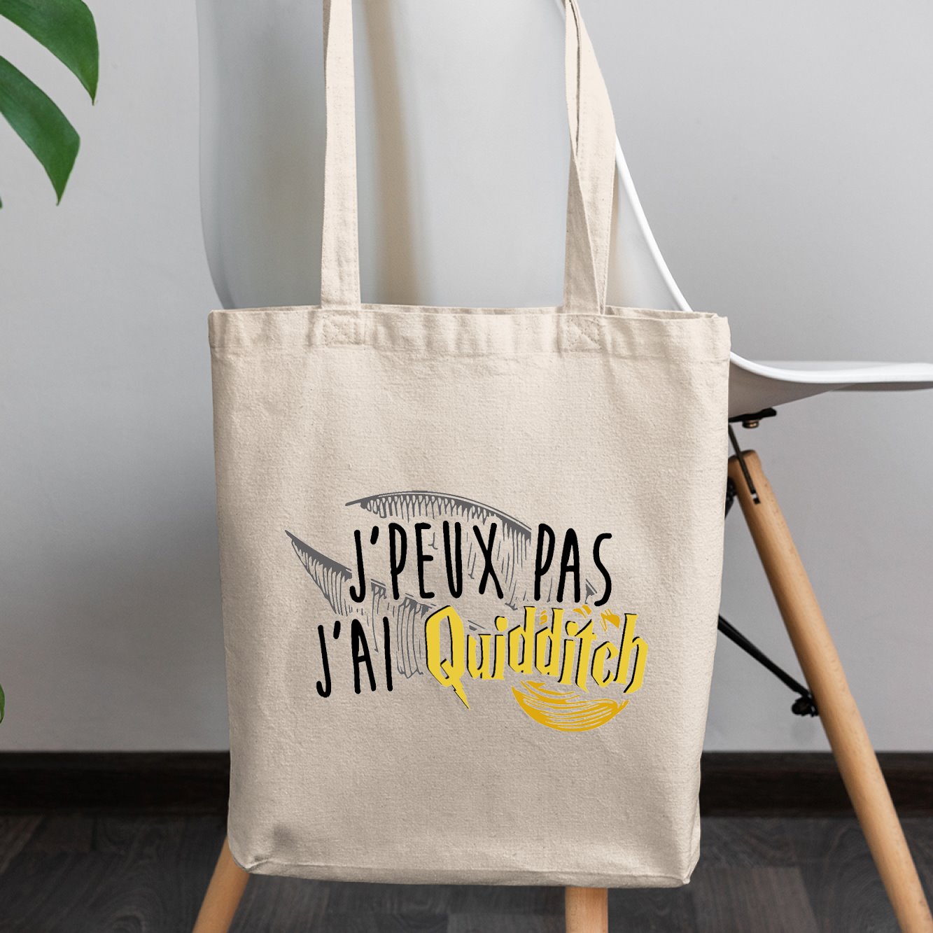 Tote bag J'peux pas j'ai Quidditch Beige