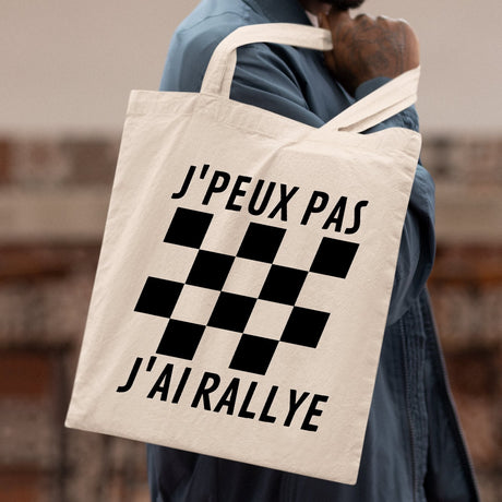 Tote bag J'peux pas j'ai rallye Blanc