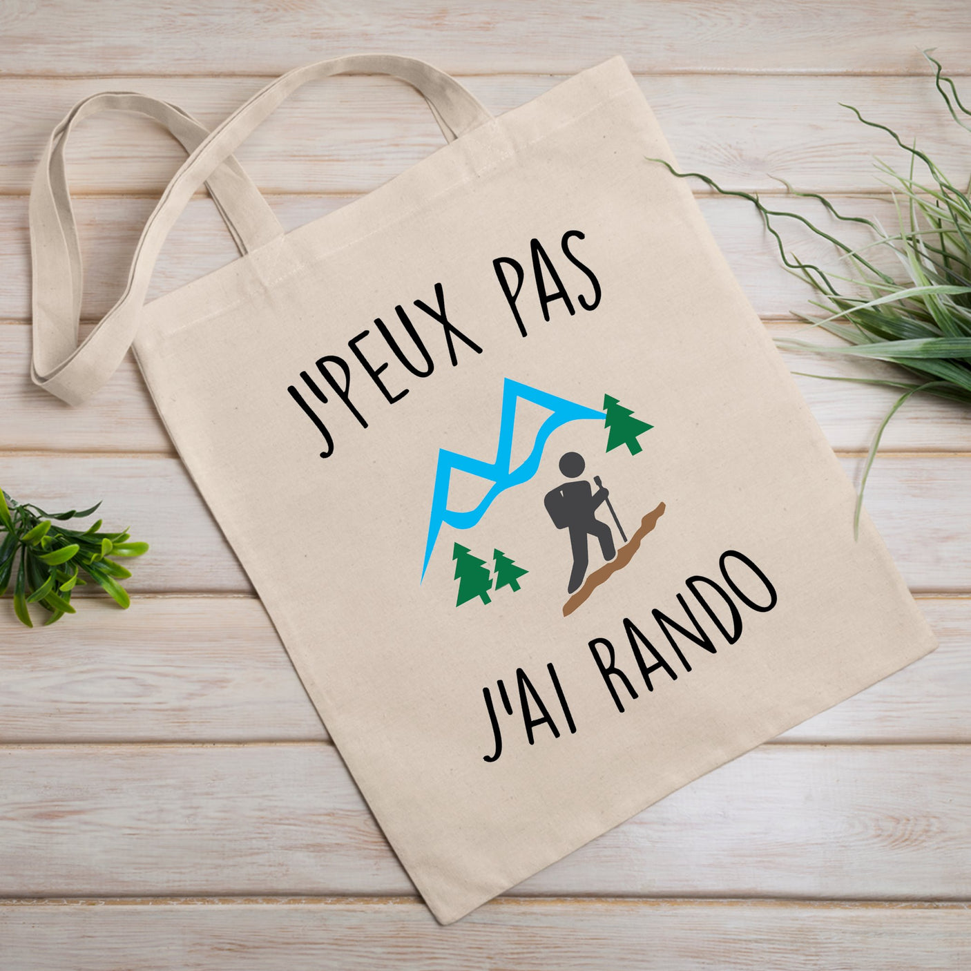 Tote bag J'peux pas j'ai rando Blanc