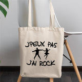 Tote bag J'peux pas j'ai rock Blanc