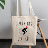 Tote bag J'peux pas j'ai ski Blanc