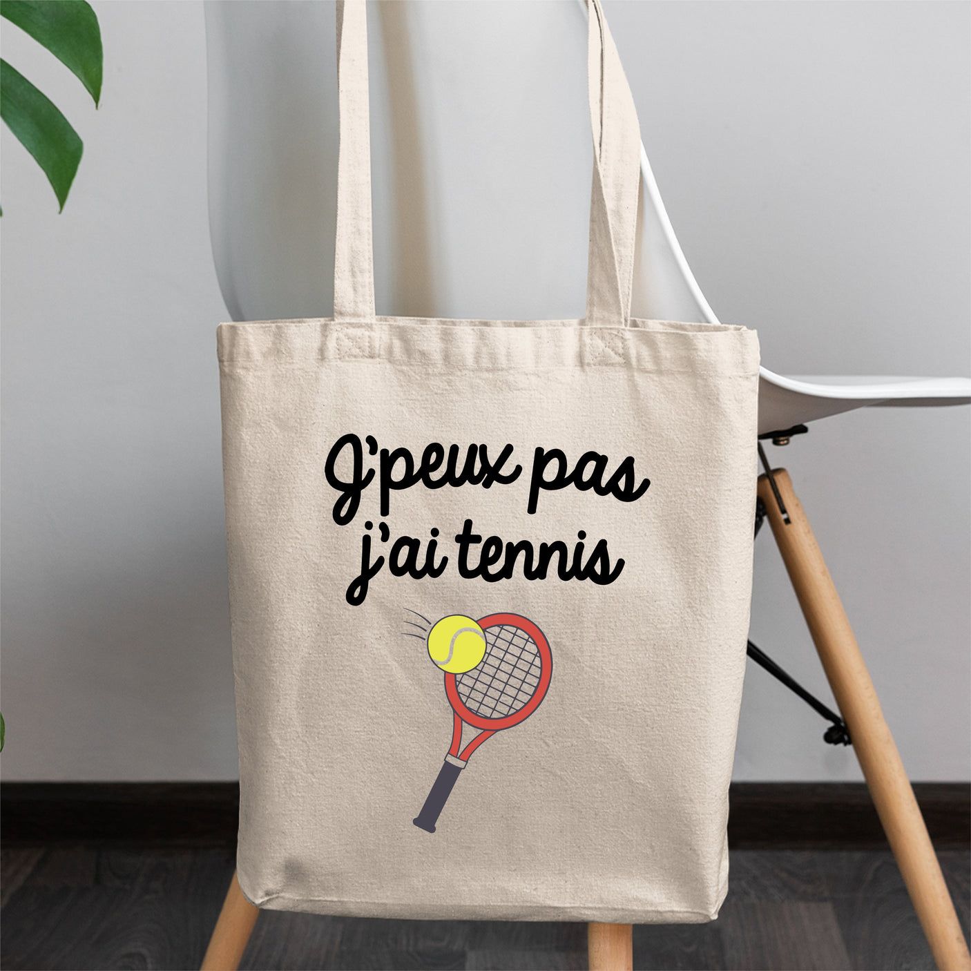 Tote bag J'peux pas j'ai tennis Blanc