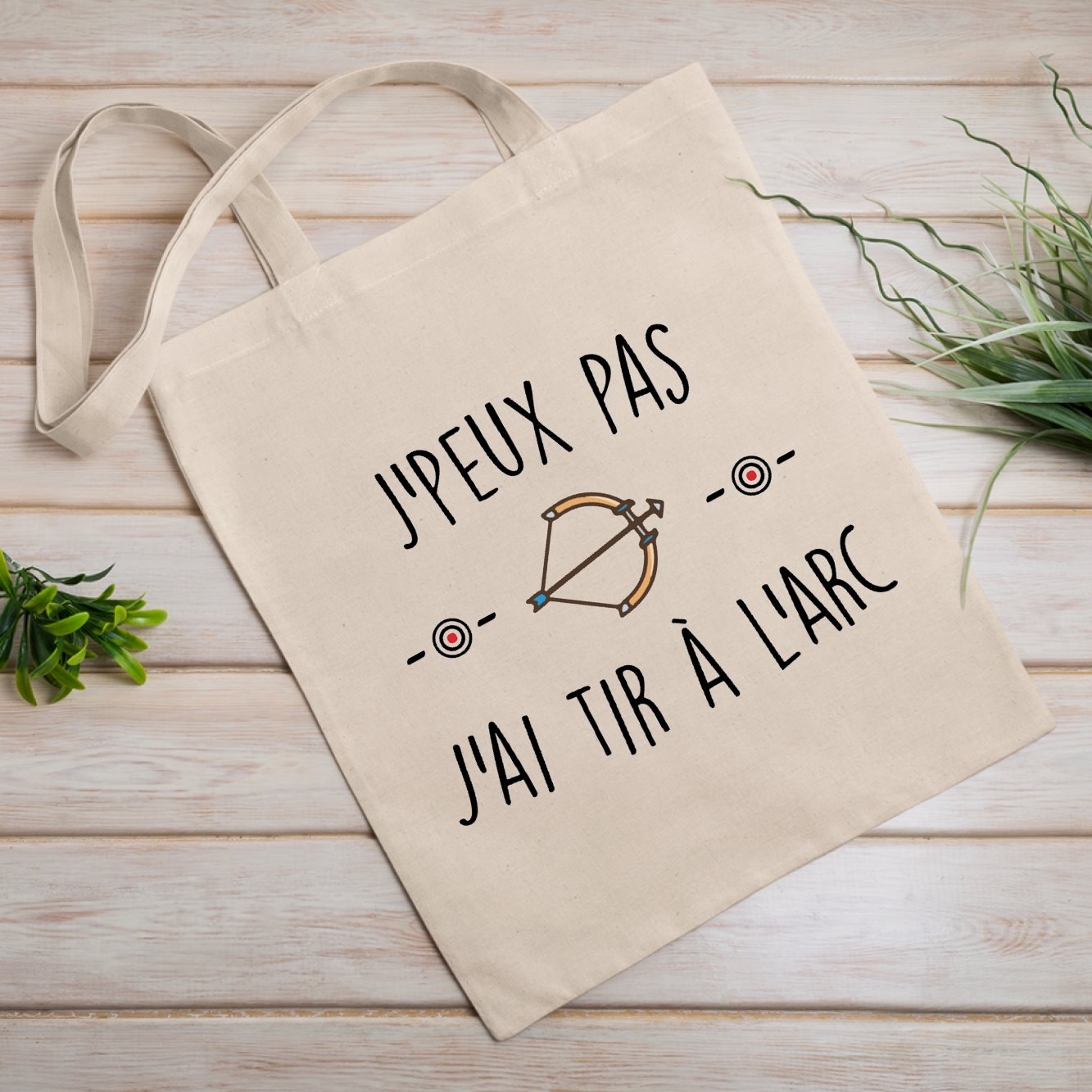 Tote bag J'peux pas j'ai tir à l'arc Beige