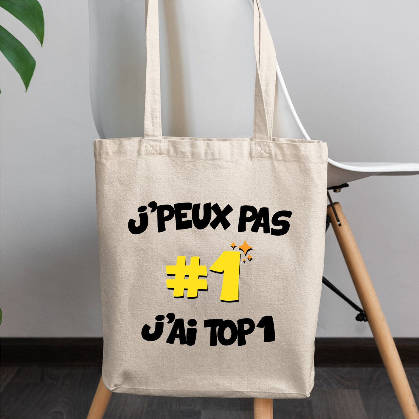 Tote bag J'peux pas j'ai TOP1 Blanc