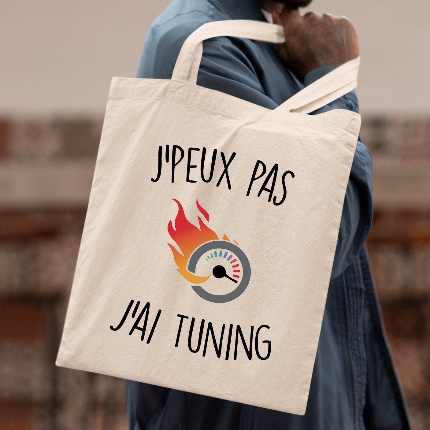 Tote bag J'peux pas j'ai tuning Blanc