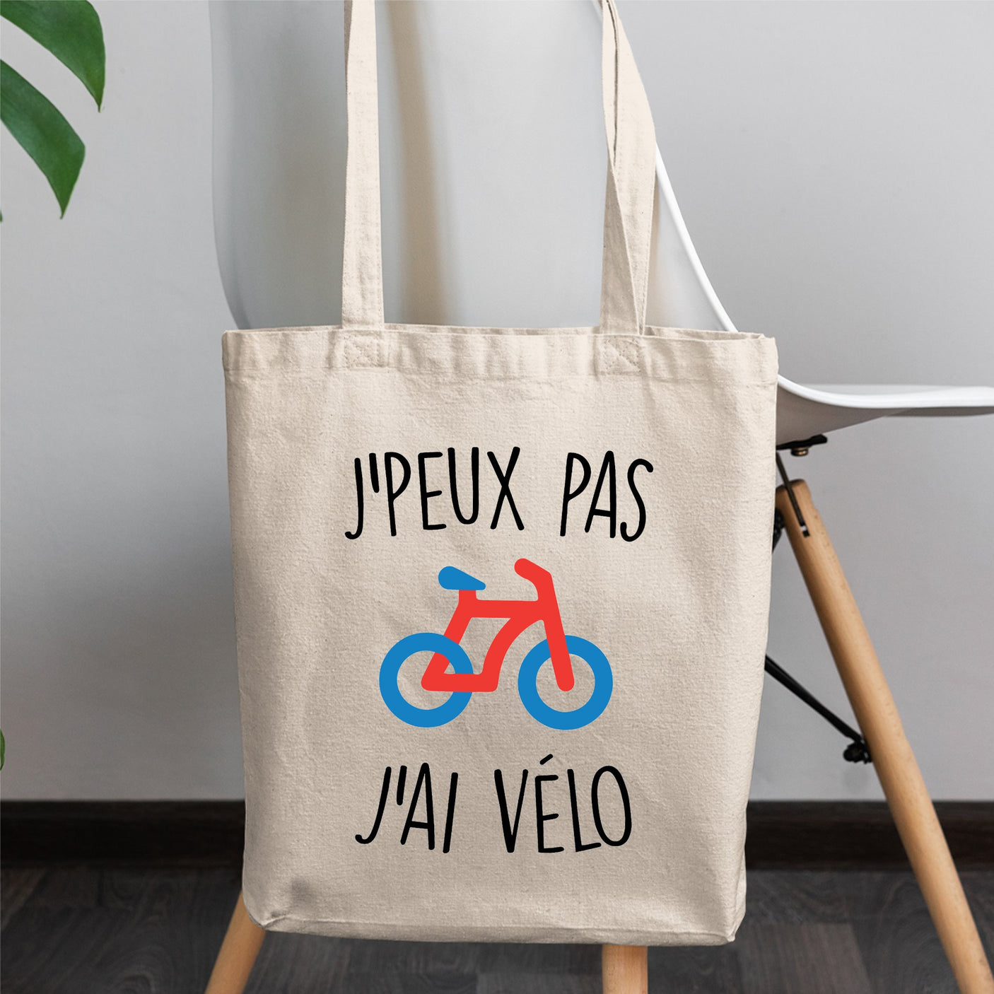 Tote bag J'peux pas j'ai vélo Blanc