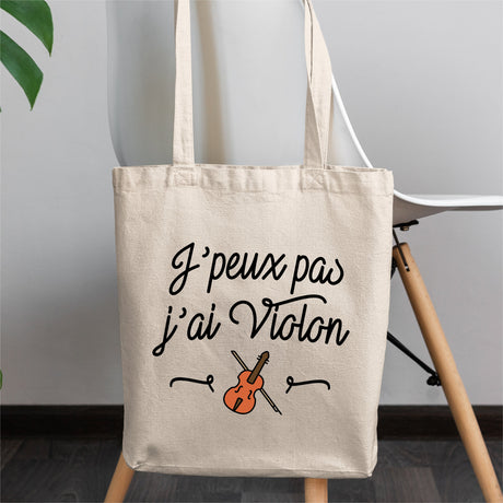 Tote bag J'peux pas j'ai violon Blanc