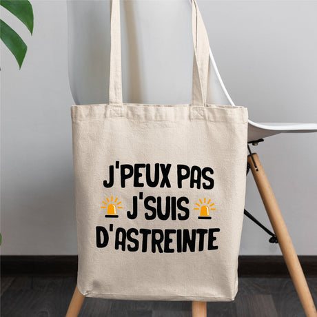 Tote bag J'peux pas j'suis d'astreinte Blanc