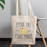 Tote bag J'peux pas j'suis marié Blanc