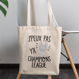 Tote bag J'peux pas y'a champions league Blanc