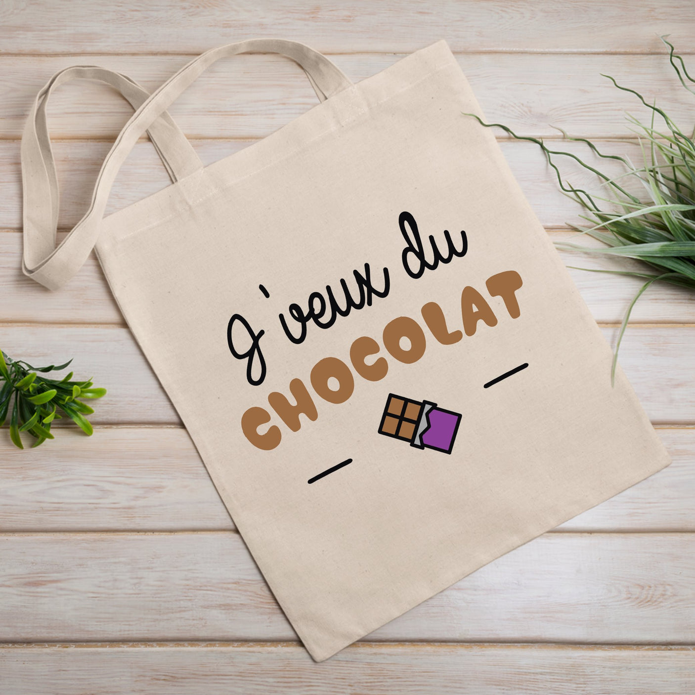 Tote bag J'veux du chocolat Blanc