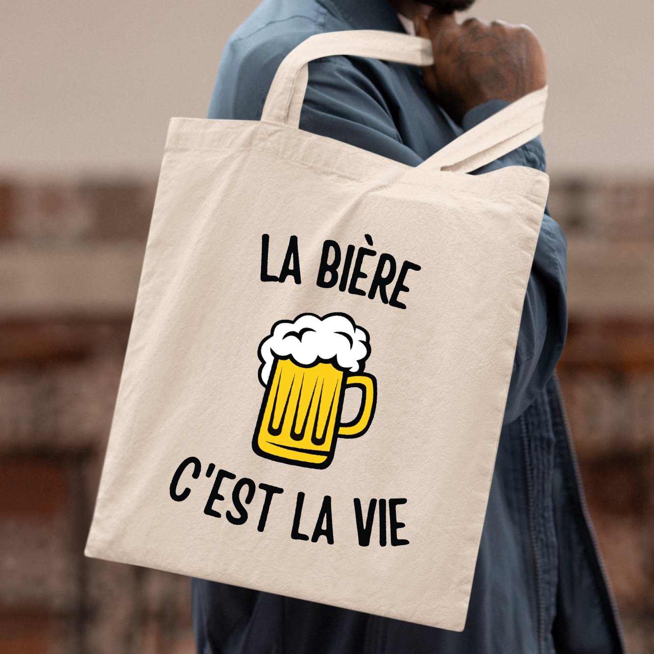 Tote bag La bière c'est la vie Blanc