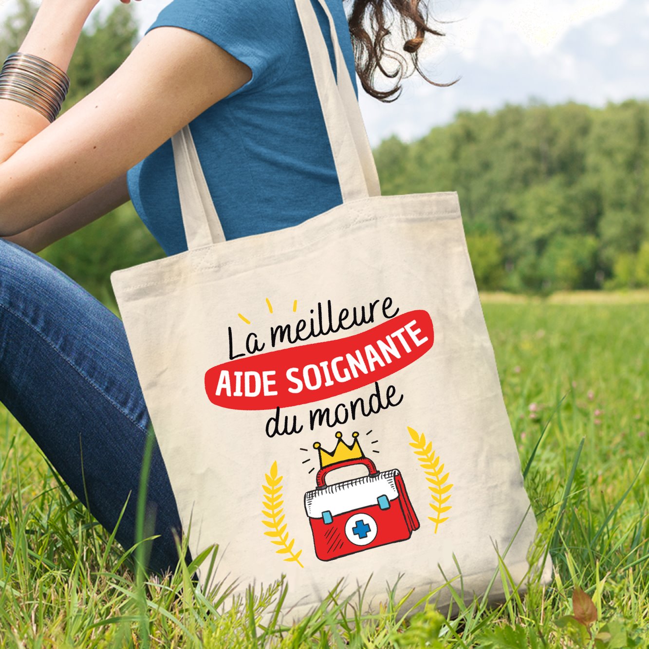 Tote bag La meilleure aide soignante du monde Beige