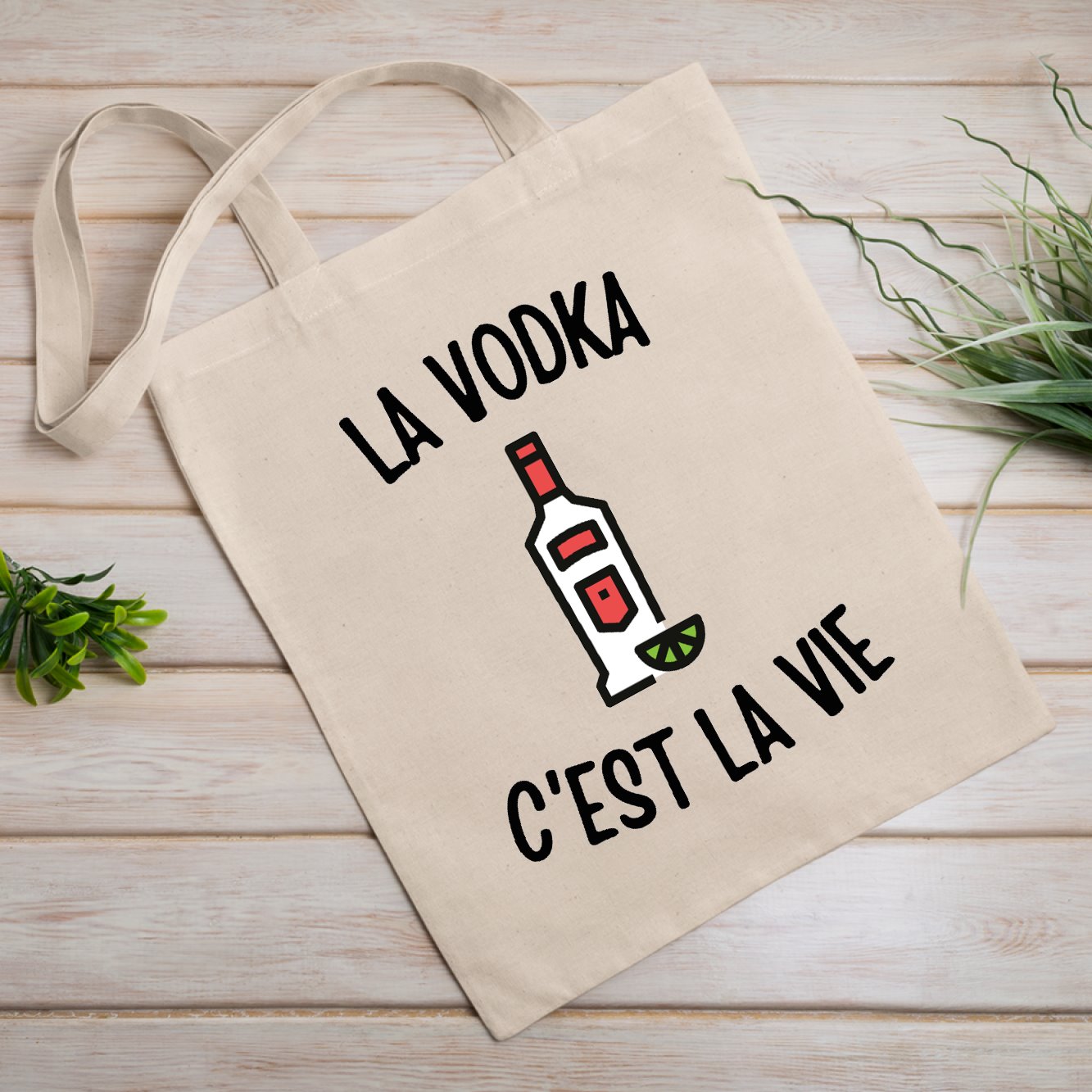 Tote bag La vodka c'est la vie Beige