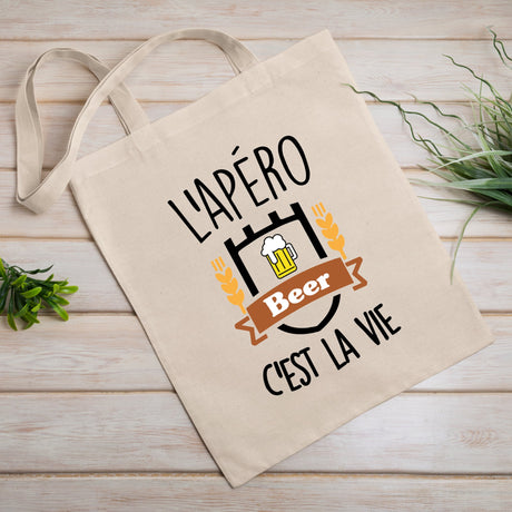 Tote bag L'apéro c'est la vie Blanc