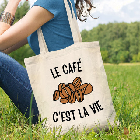 Tote bag Le café c'est la vie Blanc