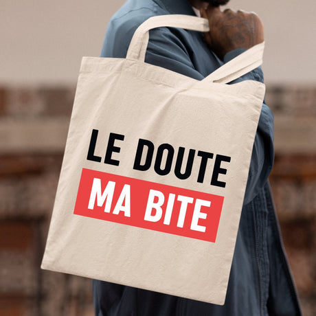 Tote bag Le doute ma bite Beige