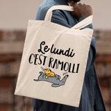 Tote bag Le lundi c'est ramolli Beige