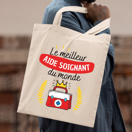 Tote bag Le meilleur aide soignant du monde Beige