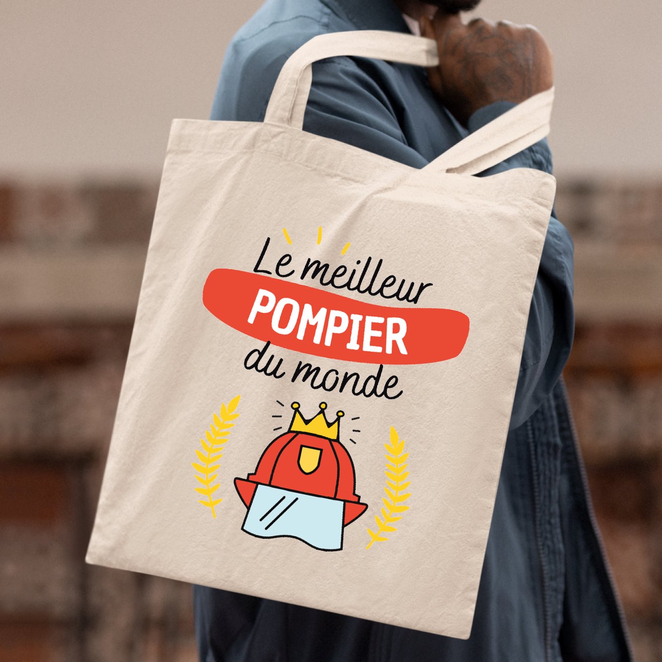 Tote bag Le meilleur pompier du monde Blanc