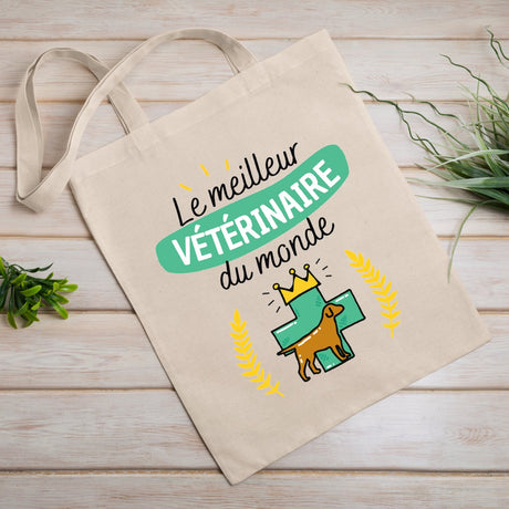 Tote bag Le meilleur vétérinaire du monde Blanc