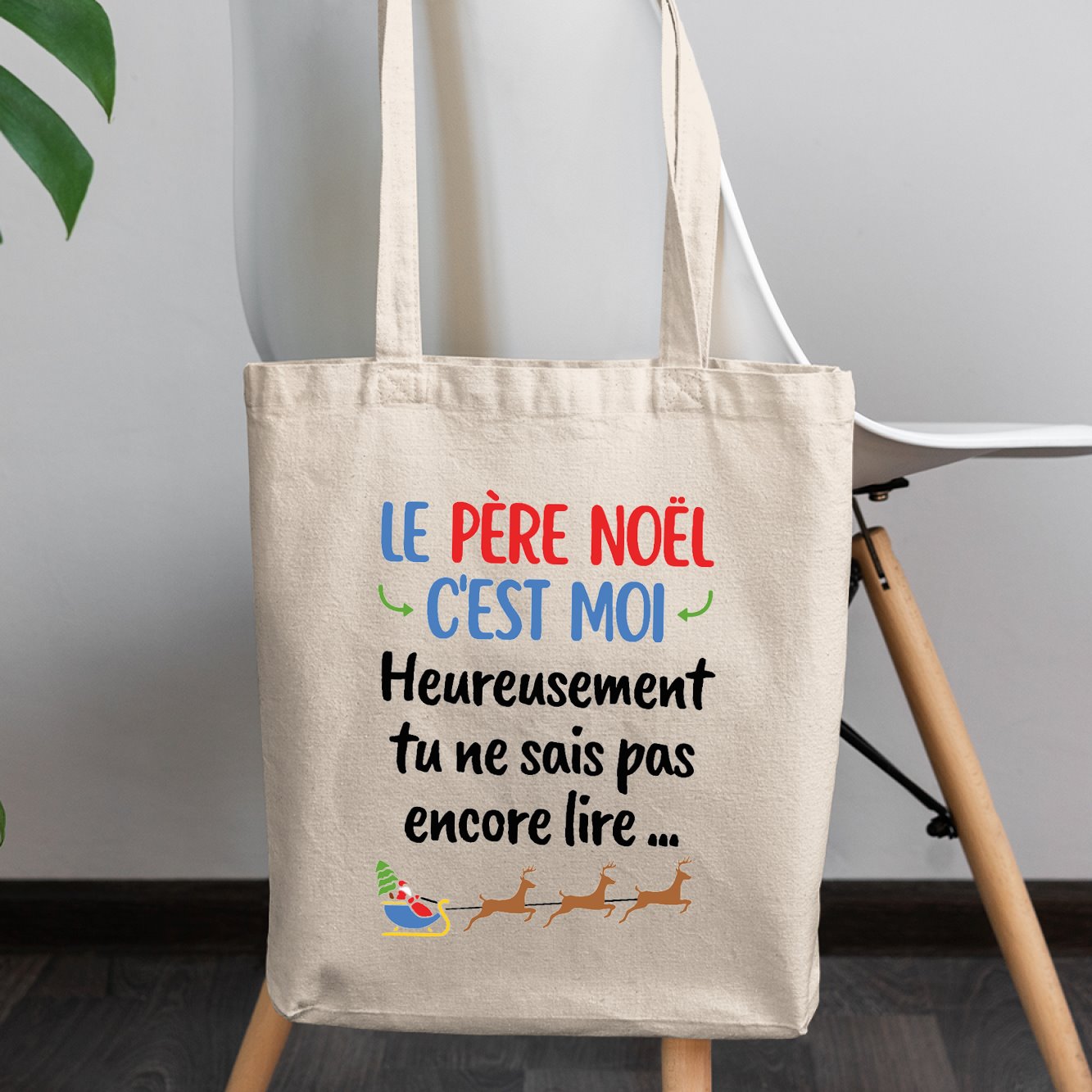 Tote bag Le Père Noël c'est moi Blanc