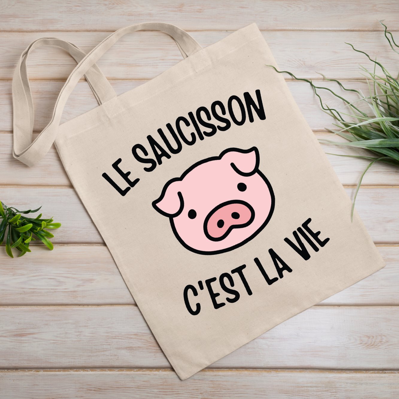 Tote bag Le saucisson c'est la vie Beige