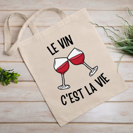 Tote bag Le vin c'est la vie Beige