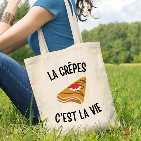 Tote bag Les crêpes c'est la vie Beige