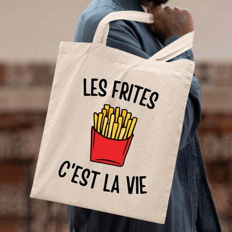 Tote bag Les frites c'est la vie Beige