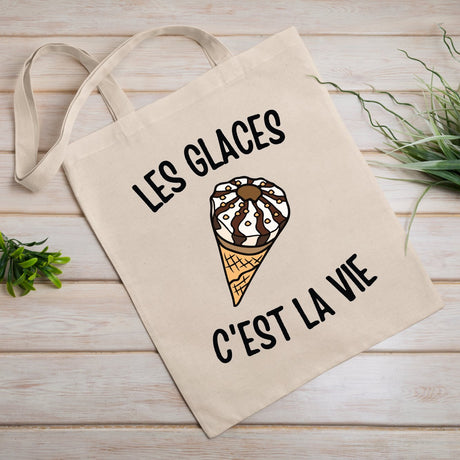 Tote bag Les glaces c'est la vie Beige