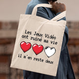 Tote bag Les jeux vidéo ont ruiné ma vie il m'en reste deux Blanc