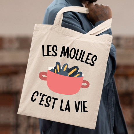 Tote bag Les moules c'est la vie Beige