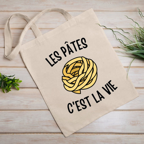 Tote bag Les pâtes c'est la vie Beige