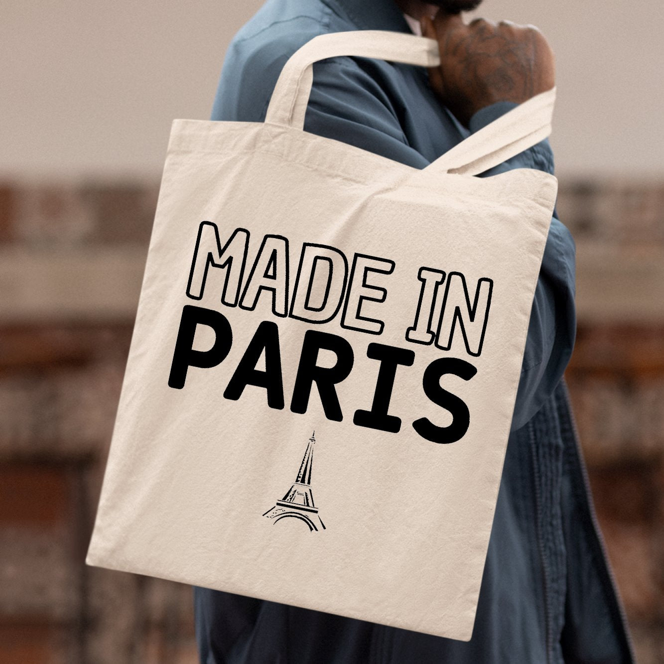 Tote bag Made in Paris Beige